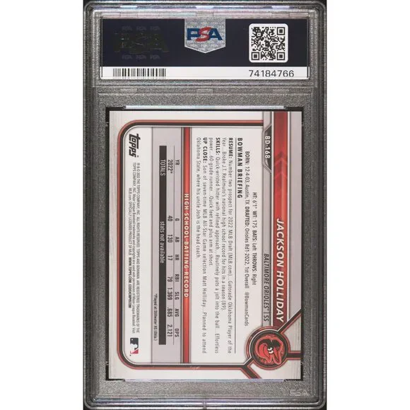 2022 Bowman Draft #BD168 Jackson Holliday PSA 10 GEM Mint